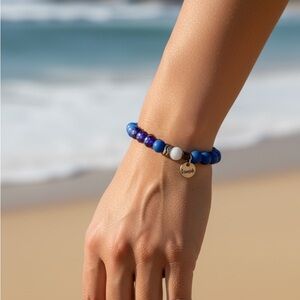 Erimish. Blue & White Beaded Bracelet. Beach Ready! **Bundle & Save on shipping!